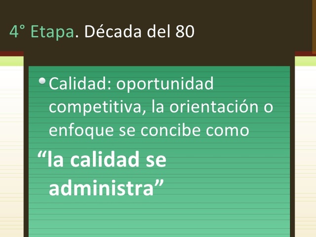 Etapa. Década del 80