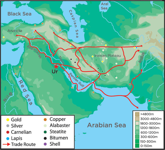 Trade flourishes between Mesopotamia and other regions