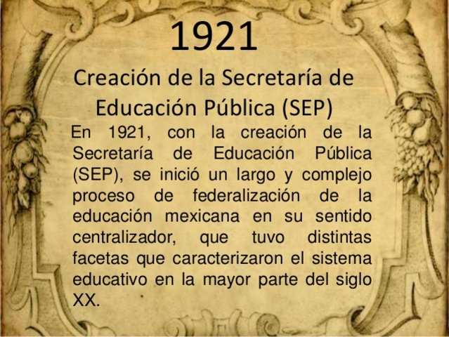 Creación de la Secretaría de Educación Pública