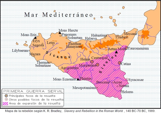 135 a.c. Primera Guerra Servil (en Sicilia)