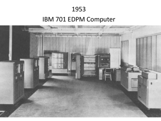 IBM 701. Para introducir los datos, estos equipos empleaban tarjetas perforadas