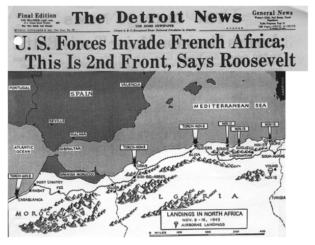 Operation Torch, the Allied invasionof North Africa begins