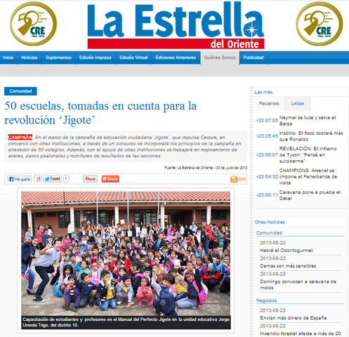 La Estrella del Oriente destaca el concurso Colegios Jigote