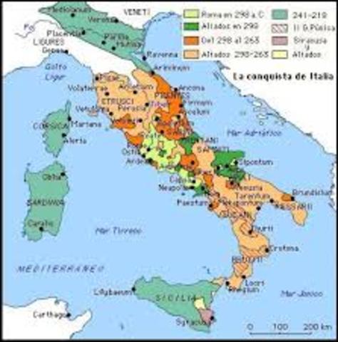 1 Jan 281-272 a.C.	Guerra contra Pirro. Conquista de la Magna Grecia. Influencia más marcada del helenismo.