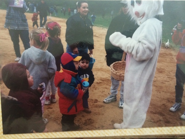 I meet the Easter Bunny for the first time