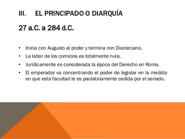 La primera fase del imperio (27a.c.,- 286 d.C) se denomino principado o diarquia.