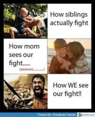 I grew up with 7 other siblings:When I was 5