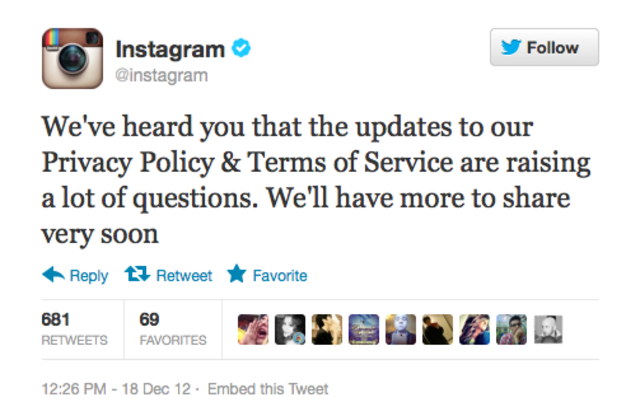 Intagram Releases "We heard you, and we're listening" statement