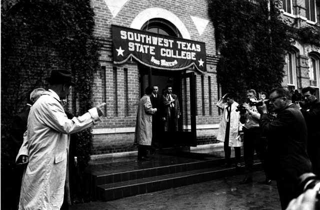 The Higher Education Act is signed at Southwest Texas State College on November 8.