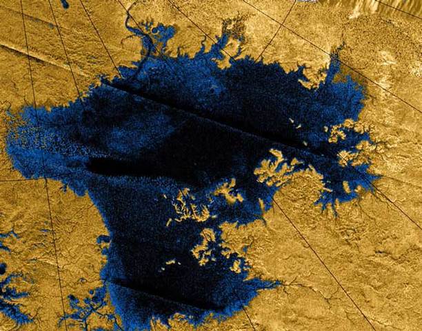 Lakes are found on the surface of Titan.