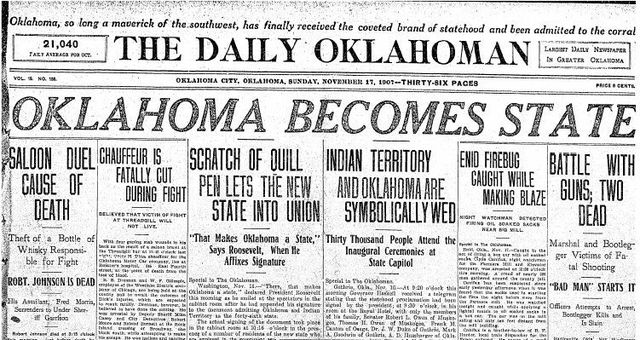 Oklahoma becomes a state