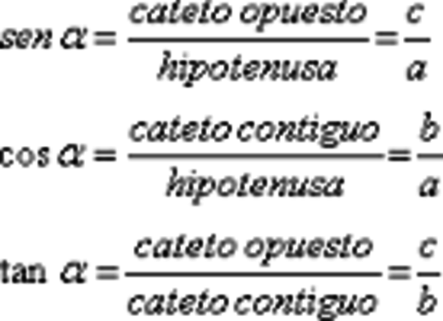 Ley de seno, coseno y tangente.