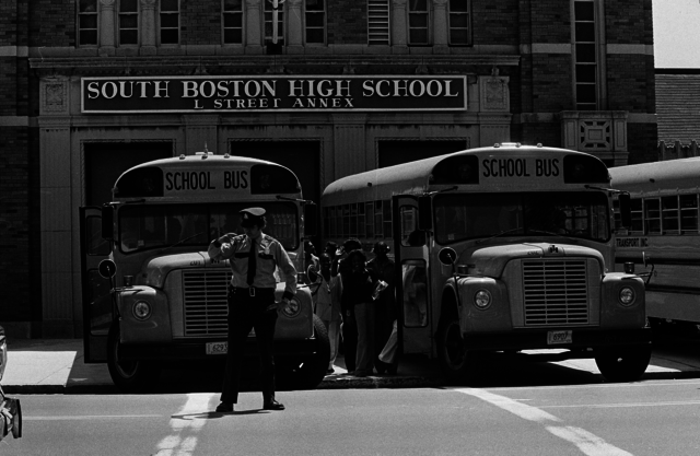 Busing of African American students to white schools for racial integration starts