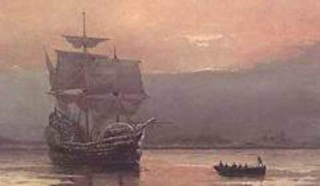 The Mayflower arrives at Cape Cod