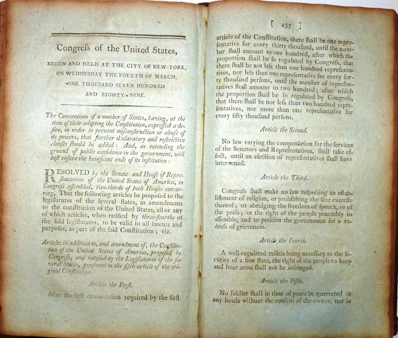 The Bill of Rights is passed by the first Congress of the new United  States.