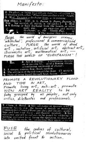 George Maciunas publishes the Fluxus Manifesto