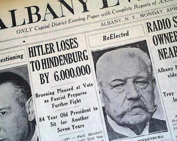 Paul Von Hindenburg wins election