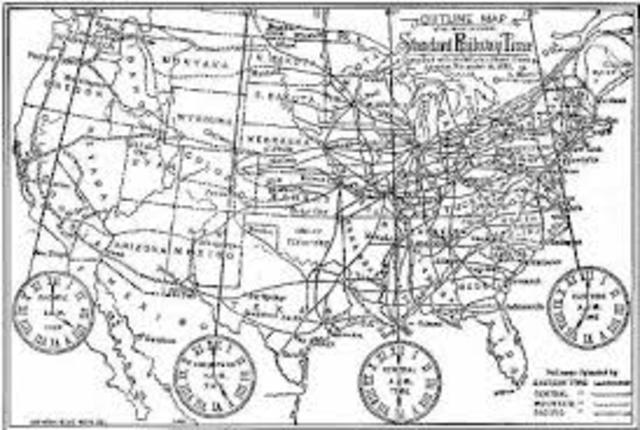 Railroads set up standard time zones