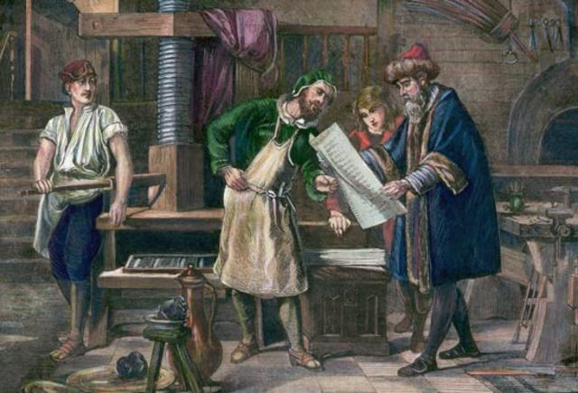 Johannes Gutenberg Makes Printing Press