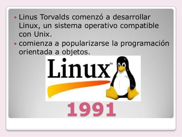 Linuis Torvals comenzo a desarrollar Linux, sistema operativo compatible con Unix.