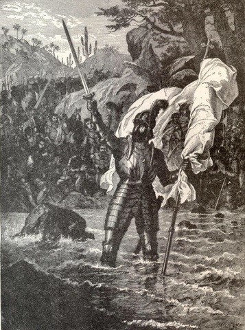 Balboa claims all lands traveled by the Pacific Ocean for Spain