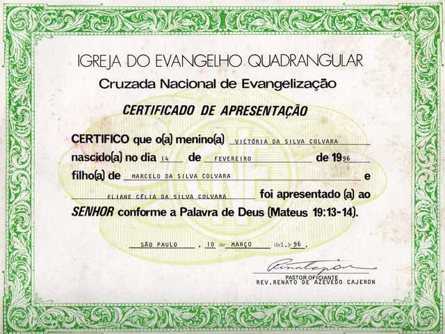 Apresentação na Igreja