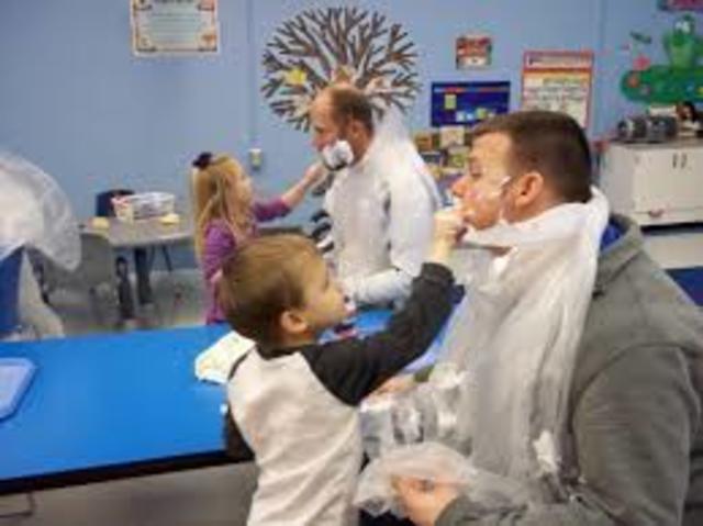 My dad  came to preschool with me to eat Breakfast in the morning