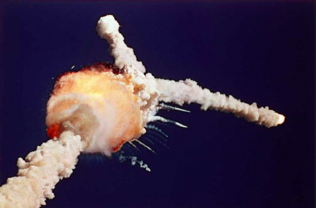 The Space Shuttle Challenger Exploads 74 Seconds Into Flight