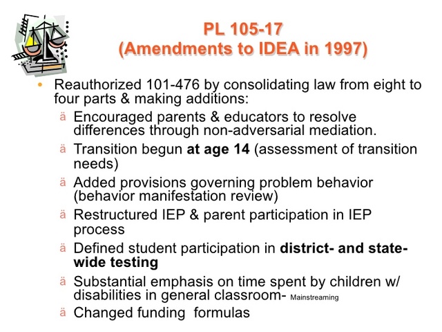 Individuals with Disabilities Education Act Revisited (IDEA)