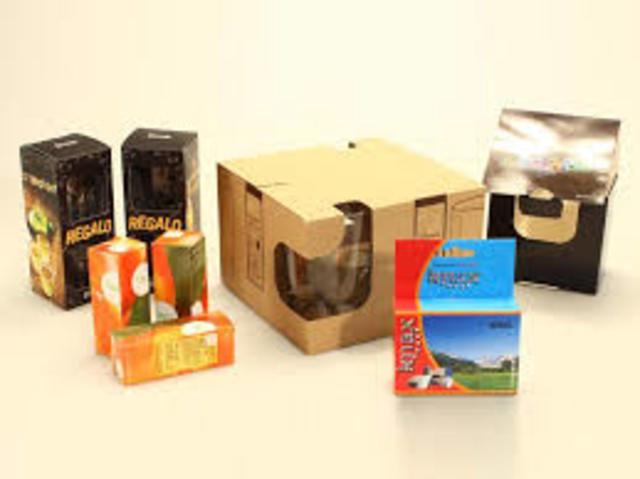 En 1890 aparece las primeras cajas de cartón impresas y el arte del etiquetado.