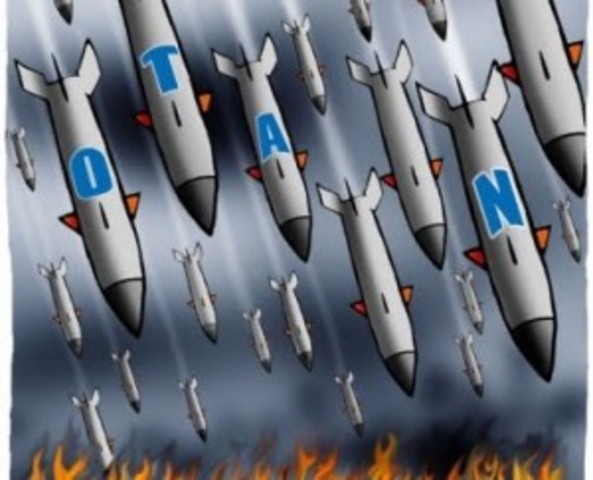 bombardero de la OTAN sobre territorio serbios