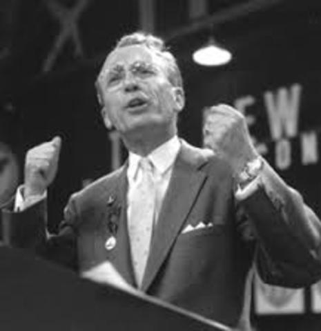 Tommy Douglas becomes the leader of the NDP