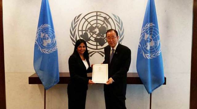 Delcy Rodríguez visita la ONU