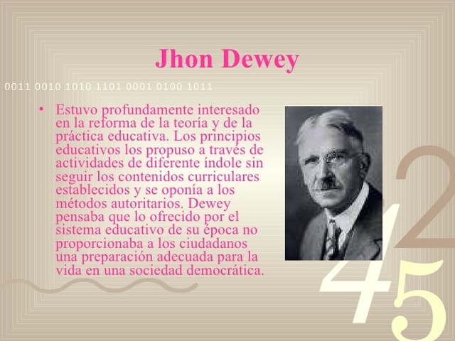 John Dewey, filósofo, psicólogo y educador estadounidense. Nacido en Burlington (Vermont).