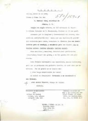 Carta del Obispo a Pascual Díaz