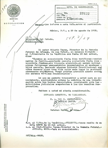 Carta de Estebán Garcìa