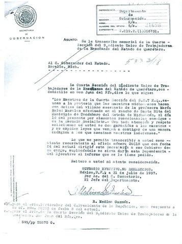 Carta del Sindicato Unico de Trabajadores