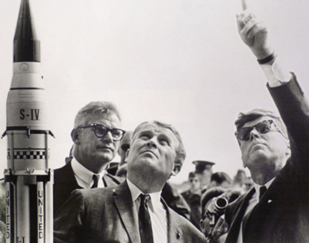President John F. Kenndedy launched a program of space explortion and scientific research.