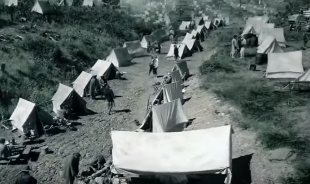 George Washington and army set up camp in Valley Forge