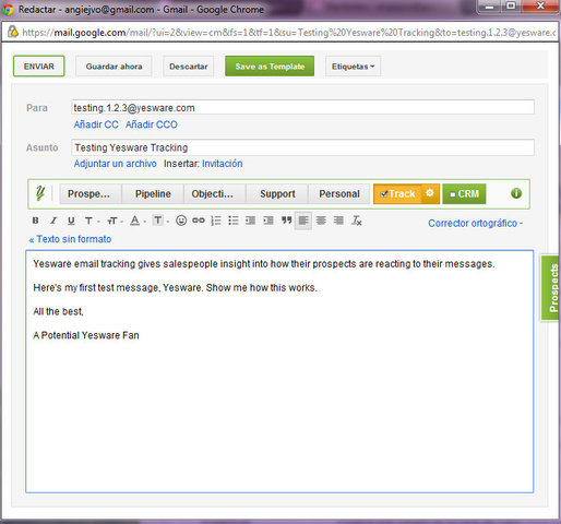 Primer Correo Electronico enviado