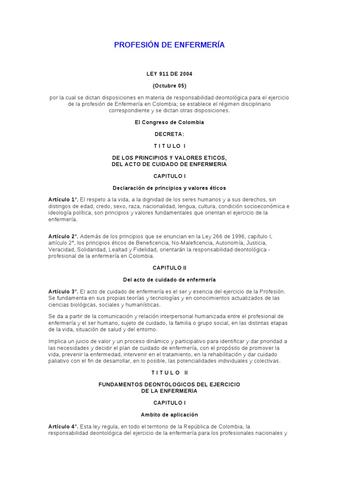 LEY 911 DE 2004
