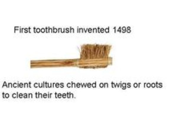 The first toothbrush with bristles