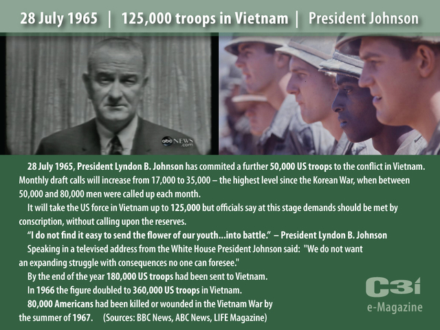 President Johnson increases the draft for troops to Vietnam