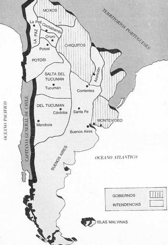 Divisón del Virreinato de la Plata