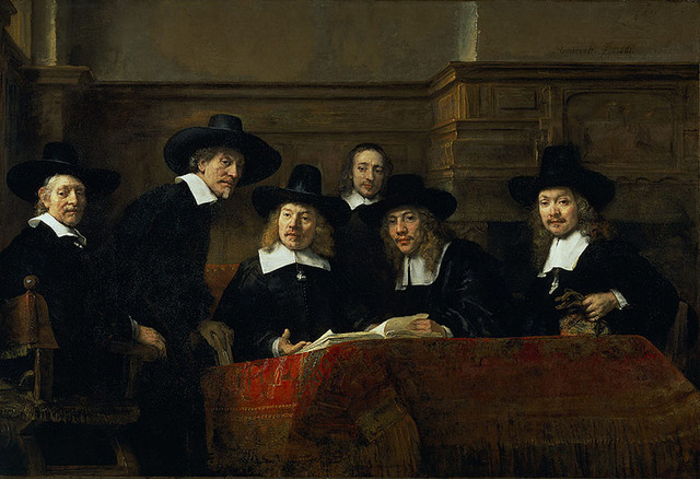 Rembrandt schilderd staalmeesters