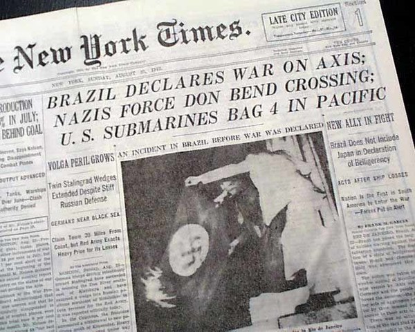 Brazil declares war on the Axis
