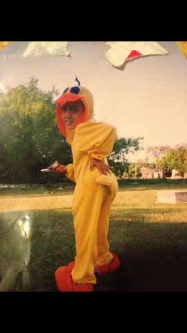 Me vesti de pato para Halloween