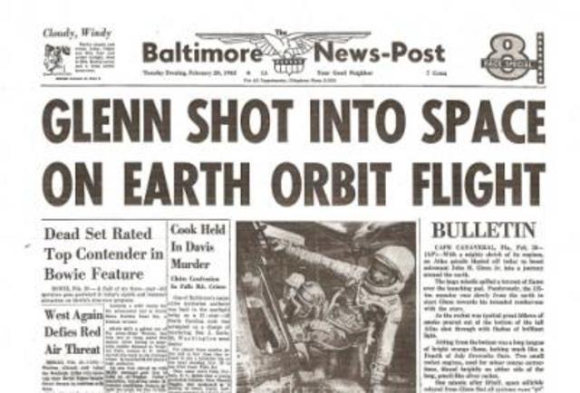 John Glenn orbits Earth 3 times