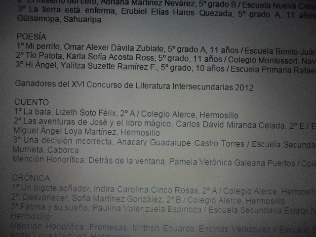 Gane segundo lugar en un concurso academico.