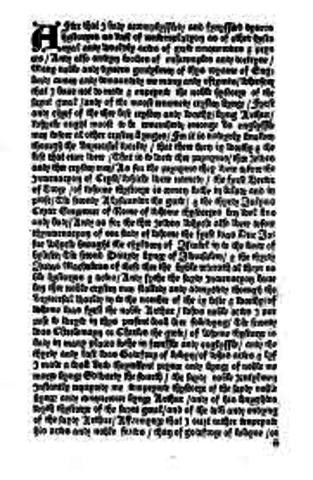1485 first printing of Le Morte d’Arthur
